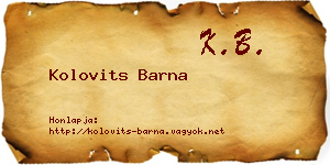 Kolovits Barna névjegykártya